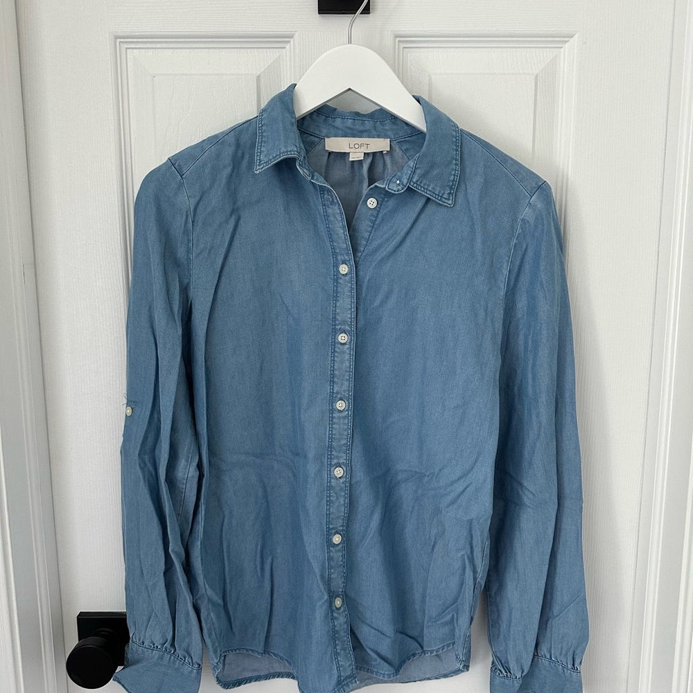 LOFT chambray button-up shirt